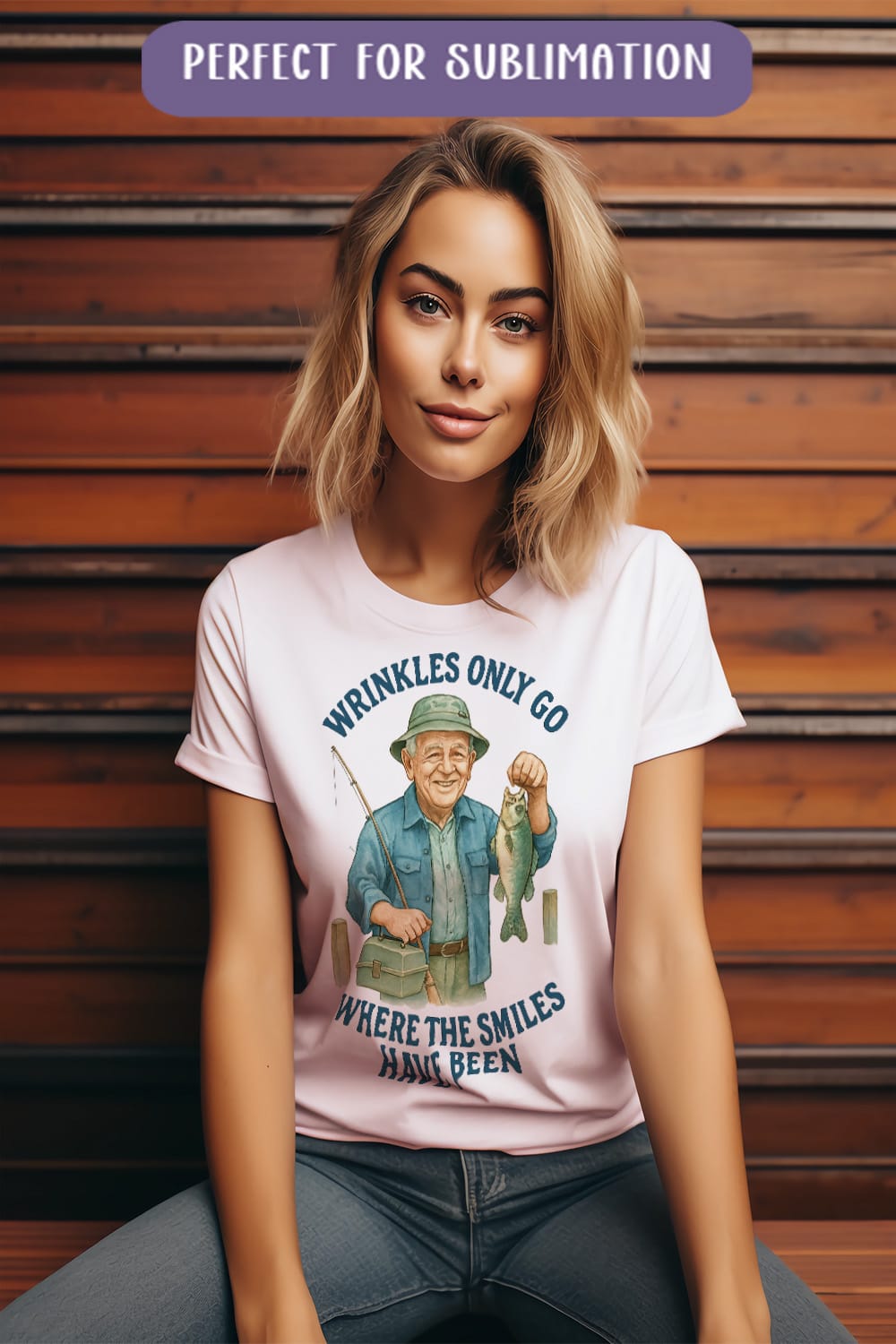 Fishing Grandpa Wrinkles only go where the smiles have been tshirt design