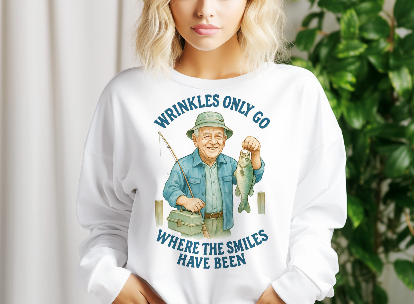 Fishing Grandpa Wrinkles only go where the smiles have been tshirt design