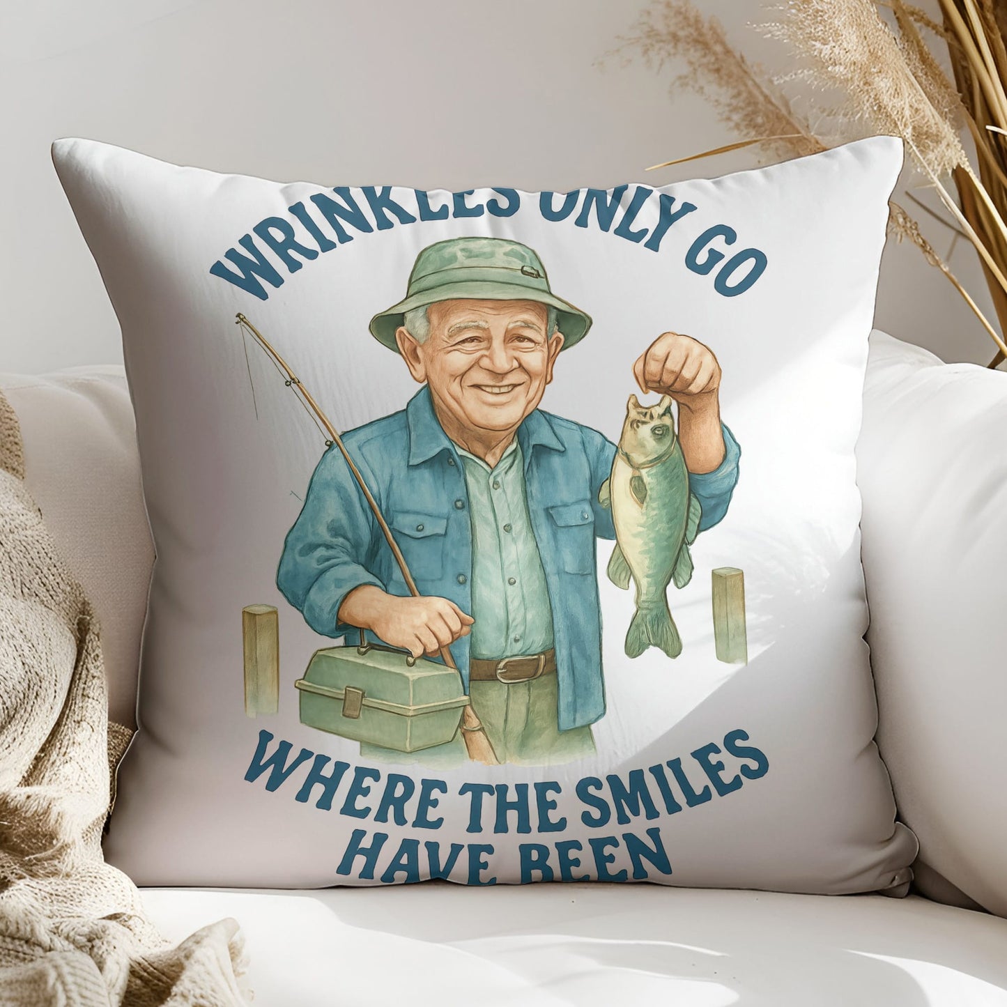 Fishing Grandpa Wrinkles only go where the smiles have been tshirt design