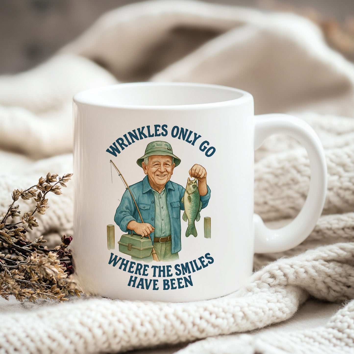Fishing Grandpa Wrinkles only go where the smiles have been tshirt design