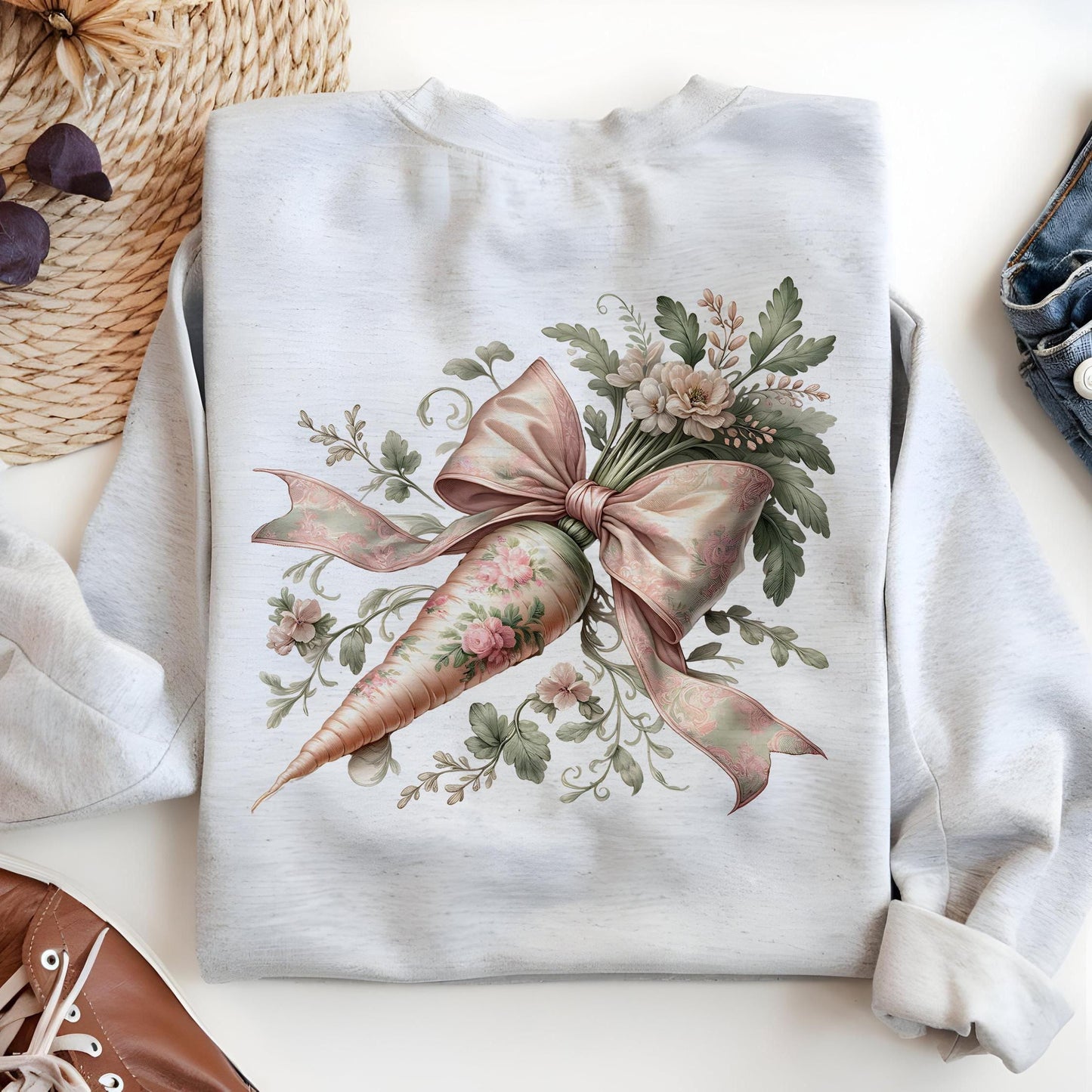 Floral Easter Carrot Coquette PNG