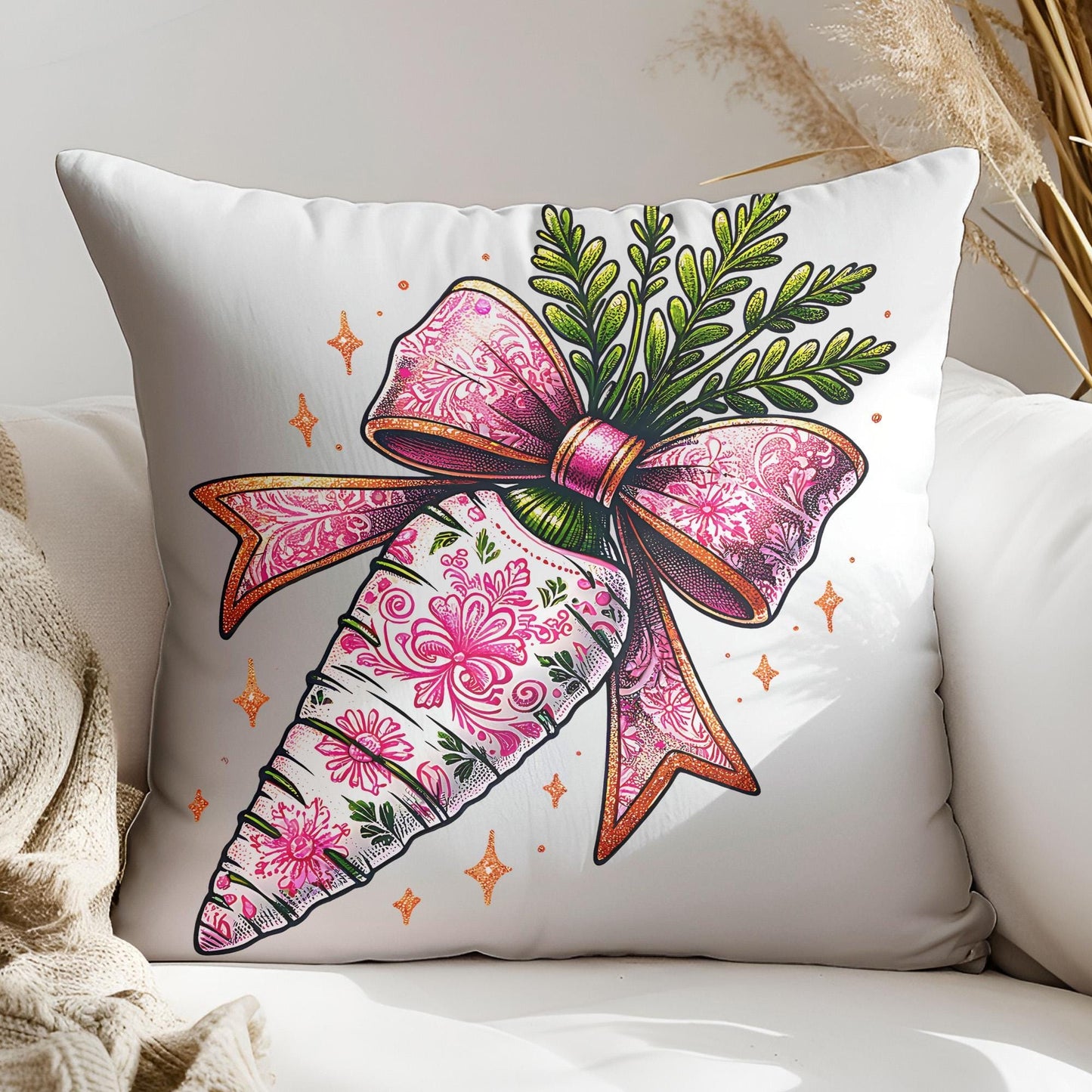 Floral Easter Carrot Coquette PNG