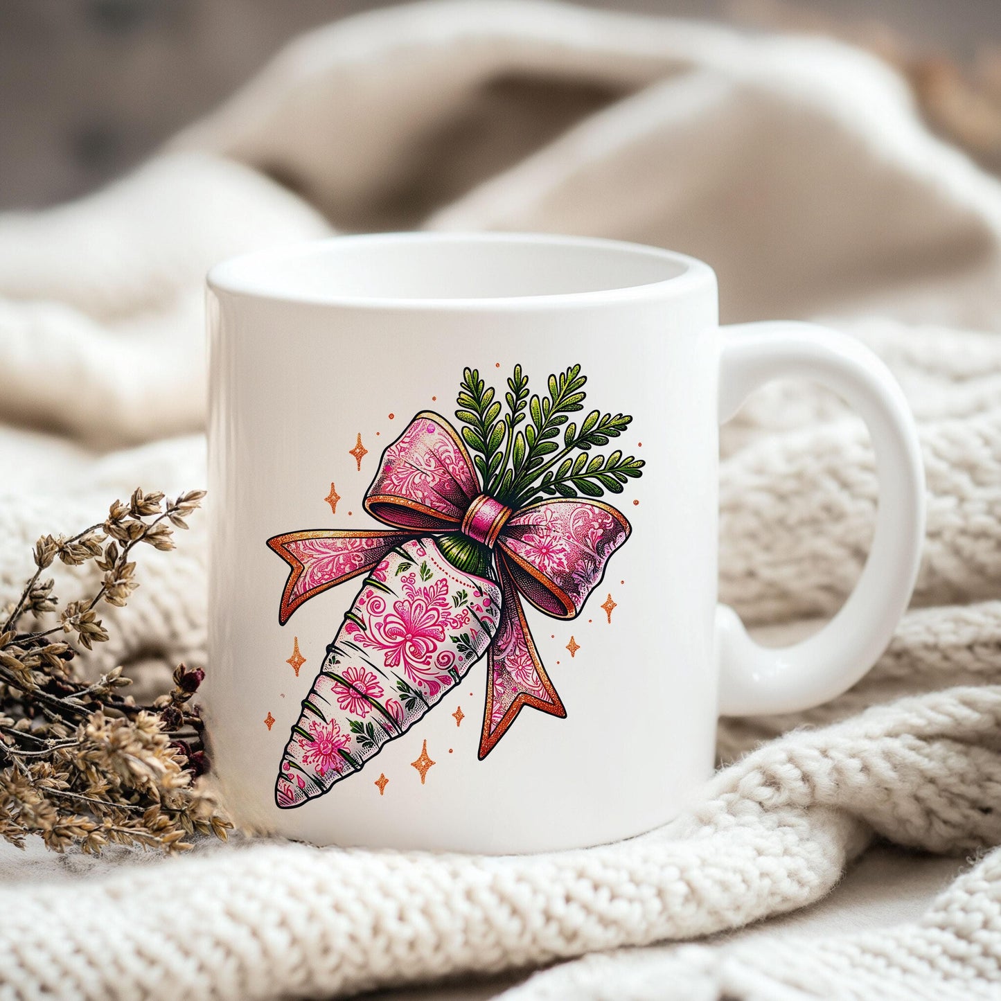 Floral Easter Carrot Coquette PNG