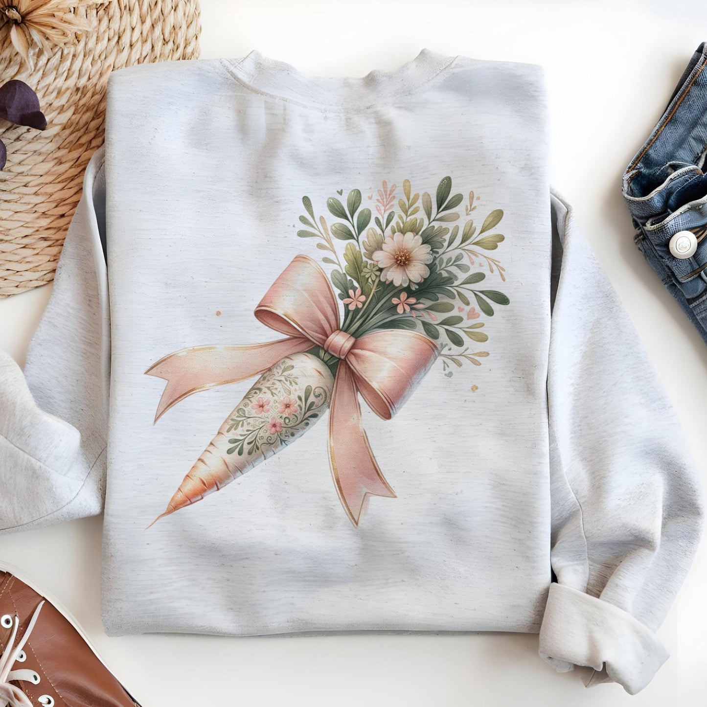 Floral Easter Carrot Coquette PNG