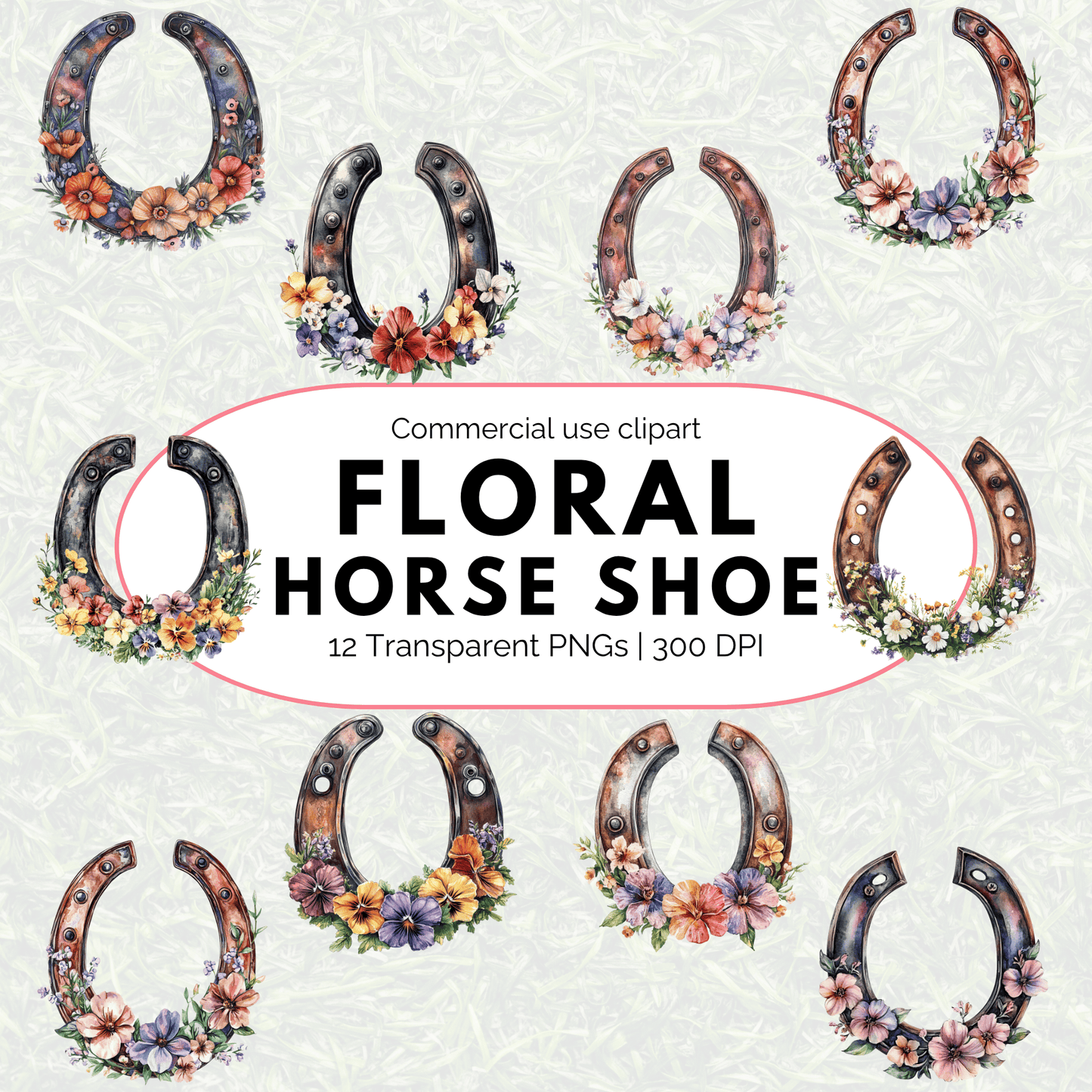 Floral Horse Shoe Clipart