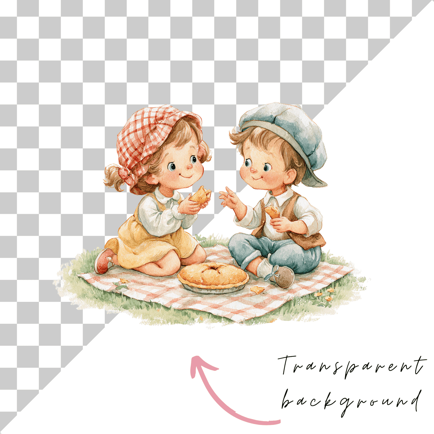 Georgie Porgie Nursery Rhyme Clipart Bundle | Watercolor Storybook PNGs