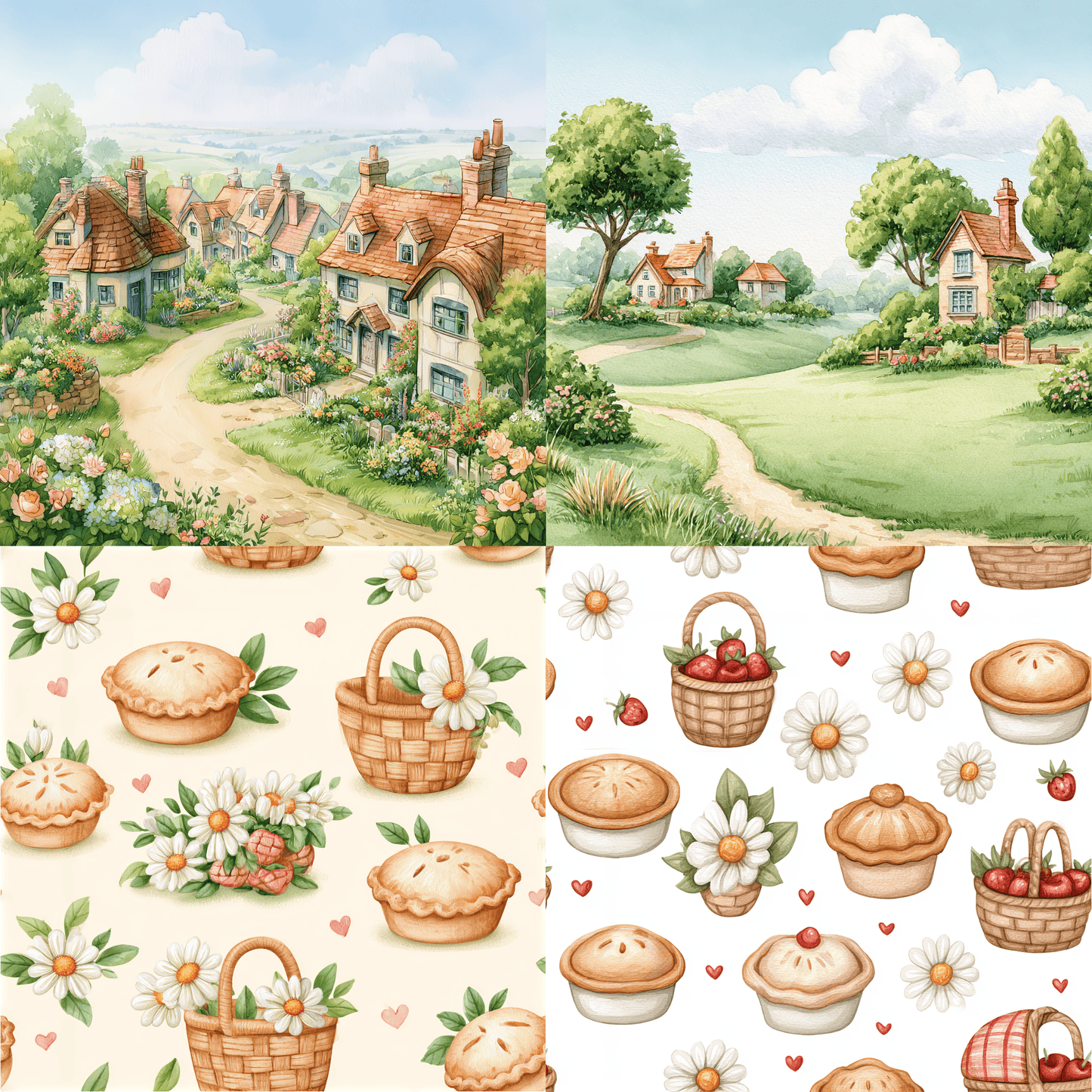 Georgie Porgie Nursery Rhyme Clipart Bundle | Watercolor Storybook PNGs