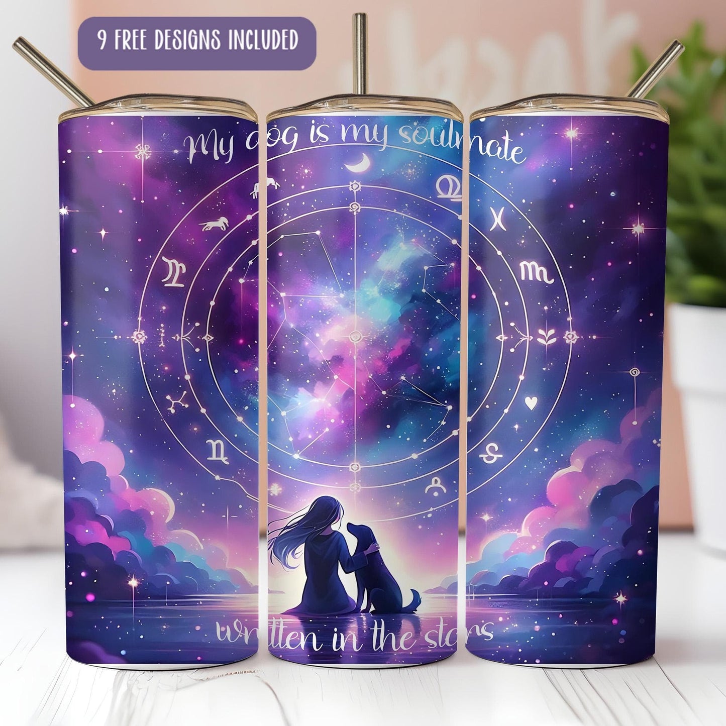 a couple kissing in front of a purple sky with stars
