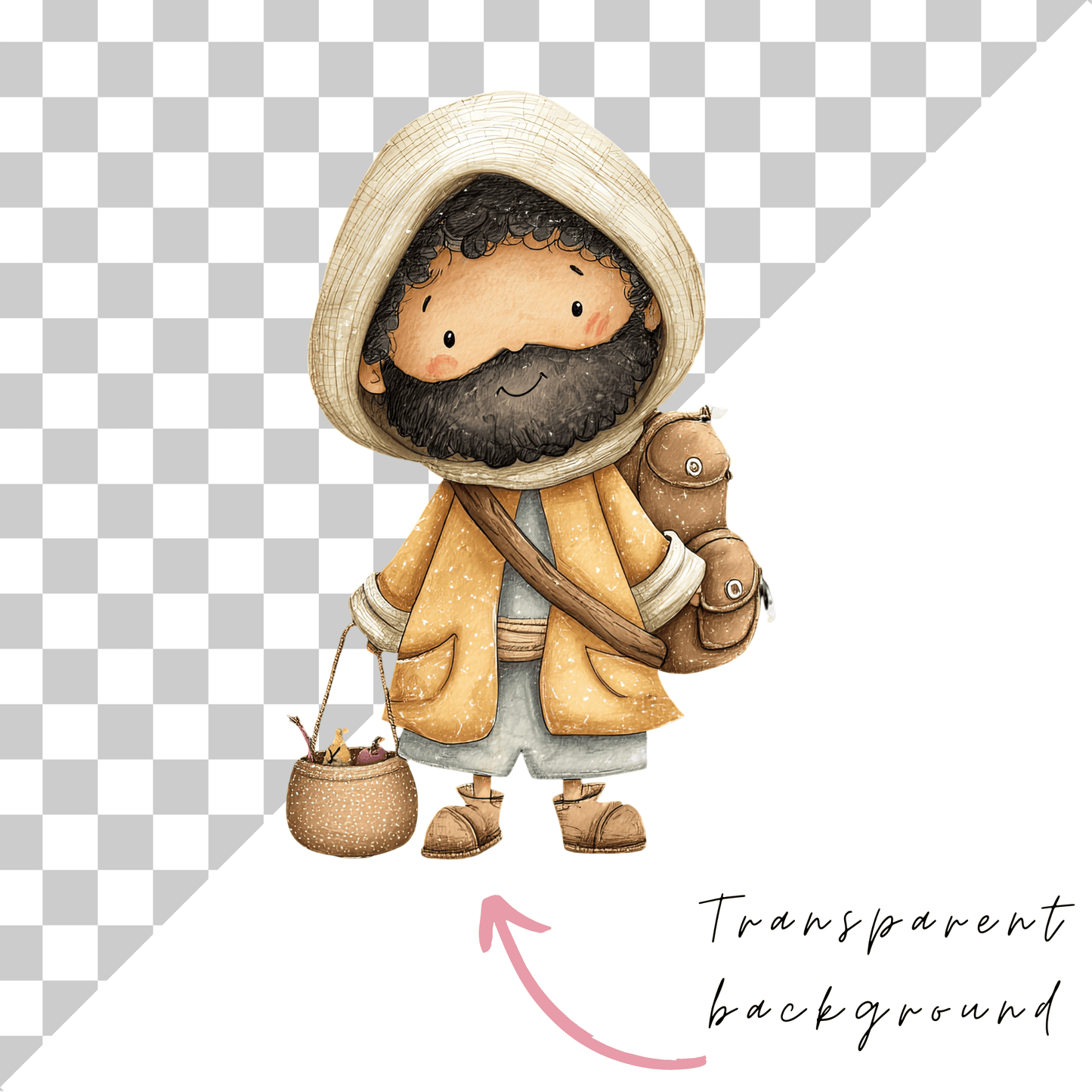 Good Samaritan Clipart – Bible Story PNG, Christian Kids Clipart, Sunday School Graphics, Commercial Use