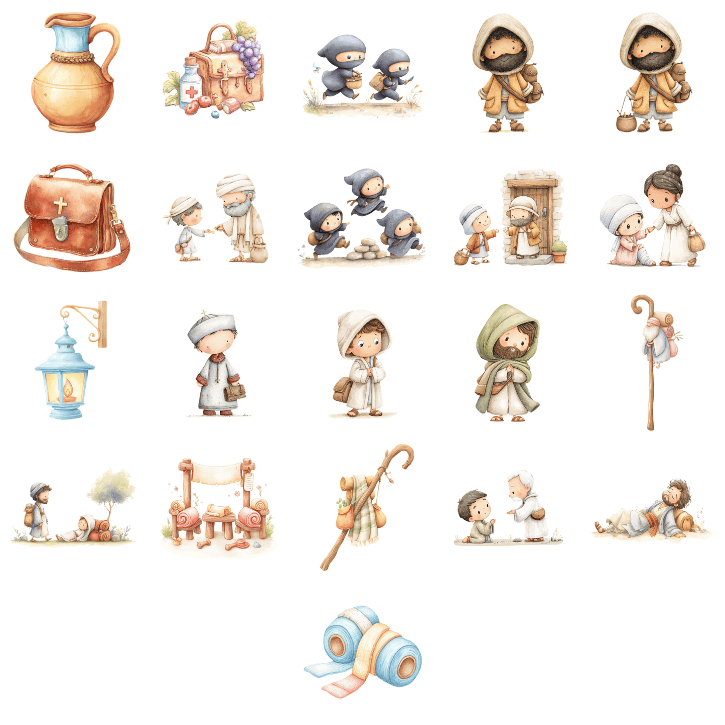 Good Samaritan Clipart – Bible Story PNG, Christian Kids Clipart, Sunday School Graphics, Commercial Use