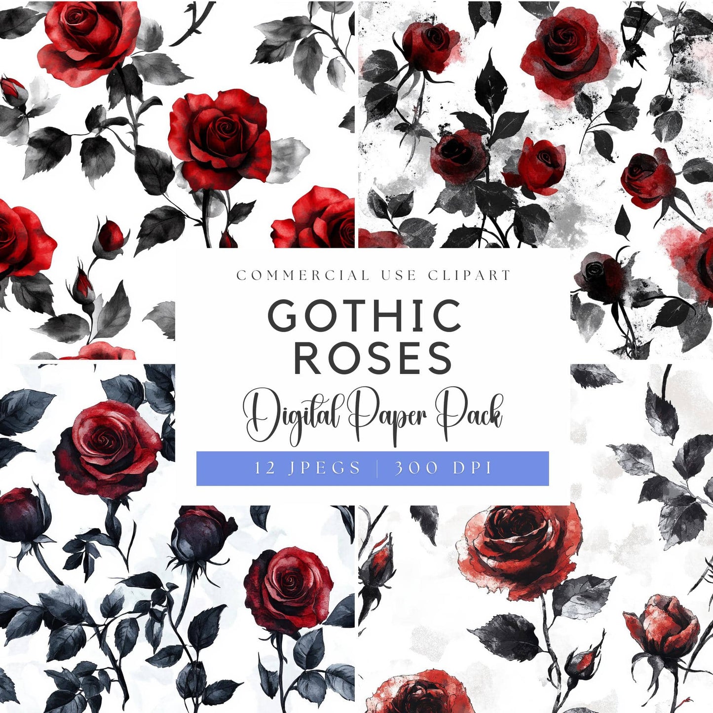 Gothic Roses Digital Papers