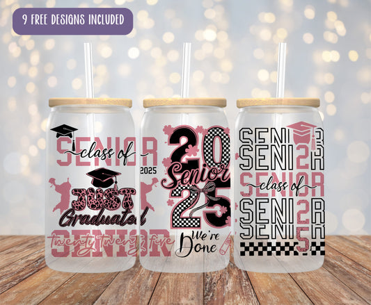 a set of three personalized graduation tumblers