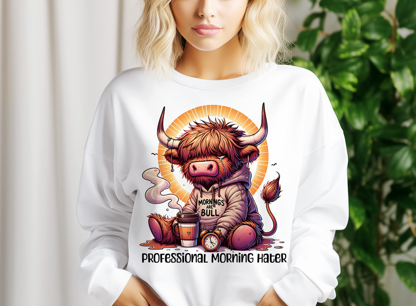 Grumpy Highland Cow PNG | Espresso Yourself Funny Farm Clipart