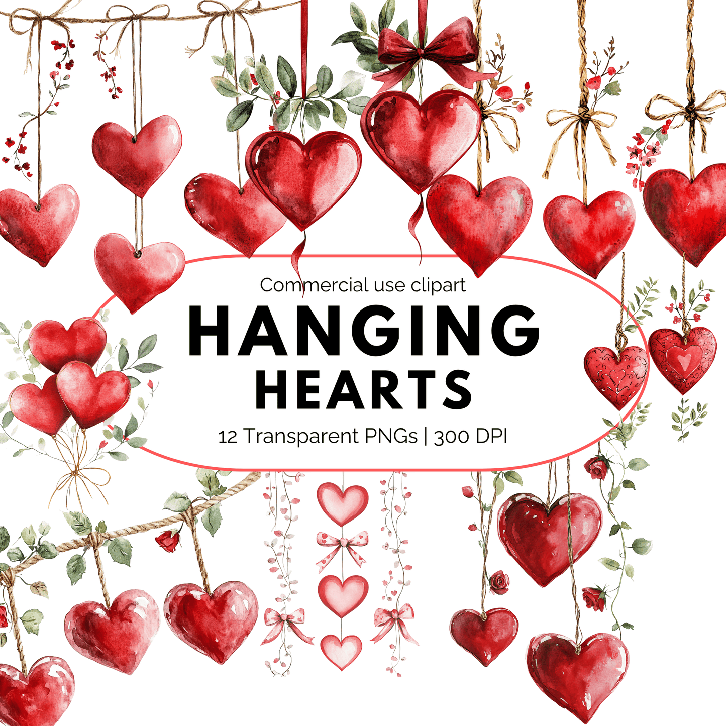 Hanging Hearts Clipart