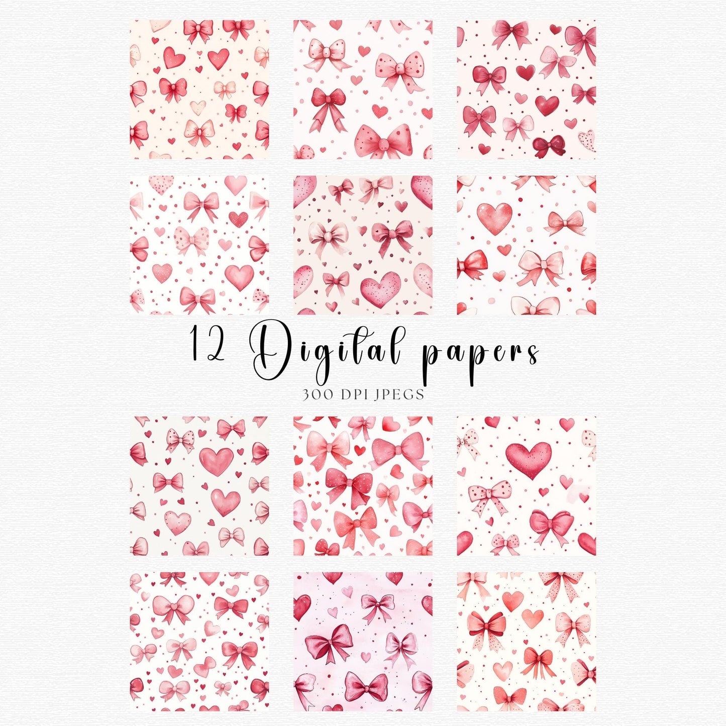 Hearts and Bows Seamless Pattern