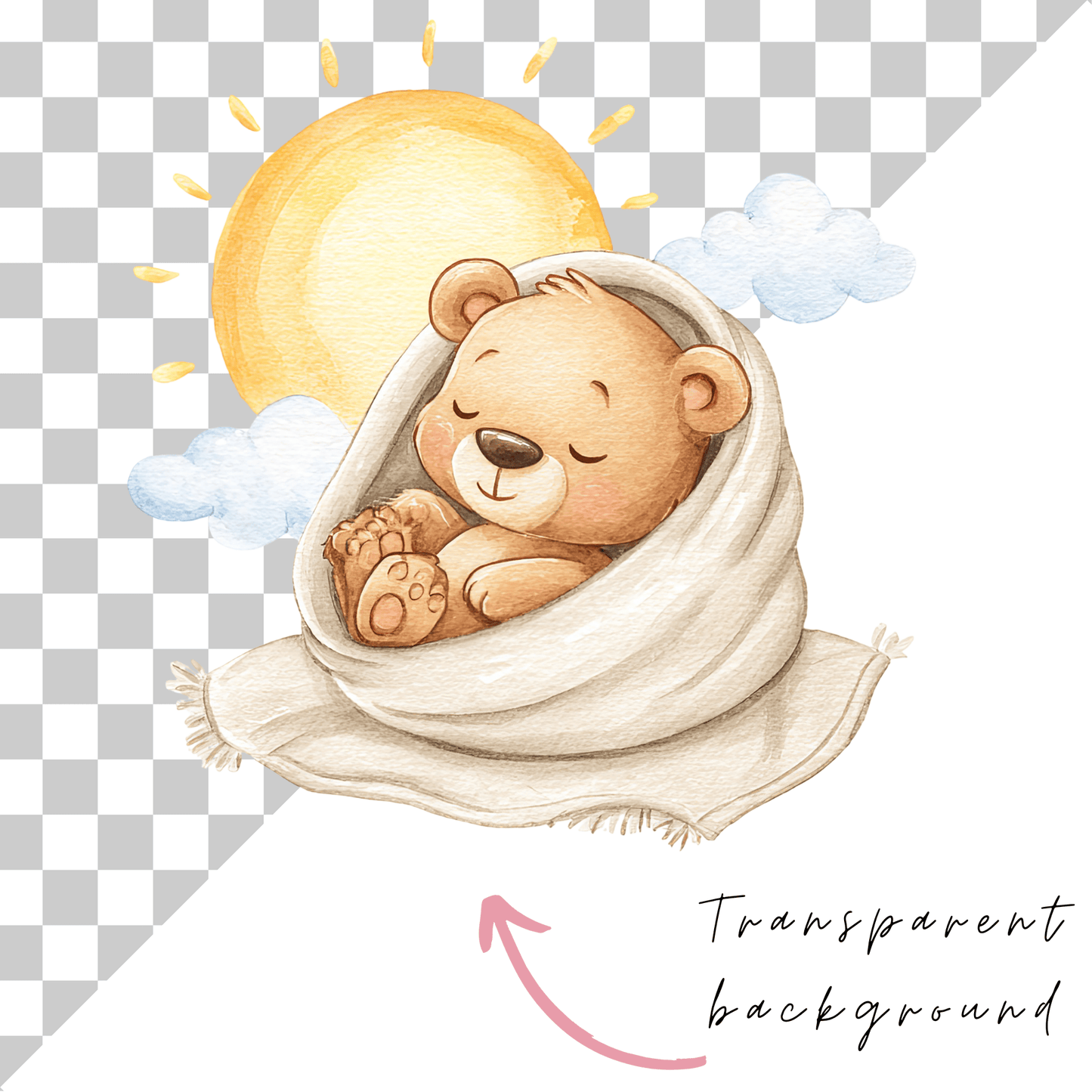 Here Comes the Son Clipart – Baby Nursery Sun Clipart PNG, Cute Animal Graphics, Seamless Patterns, Commercial Use