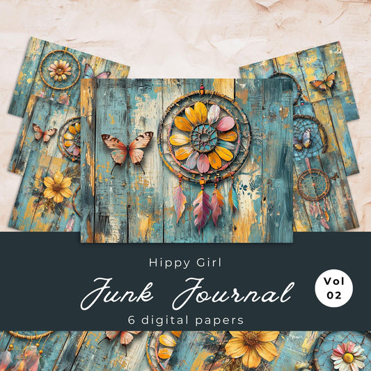 Hippie Girl Junk Journal Pages