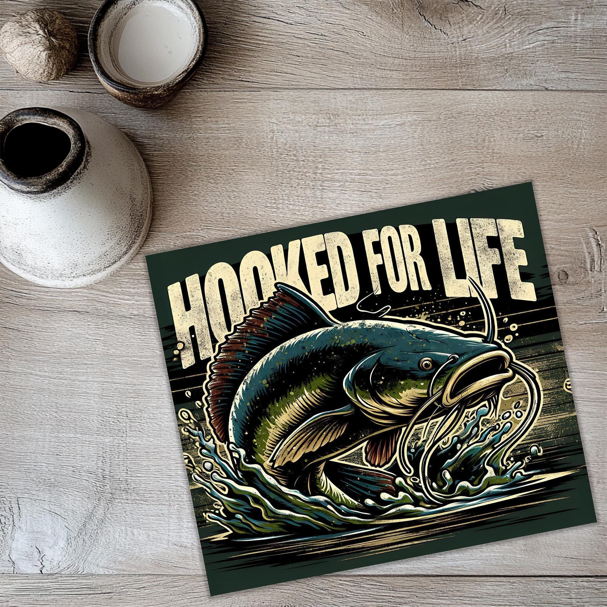 a picture of a fish hooked for life
