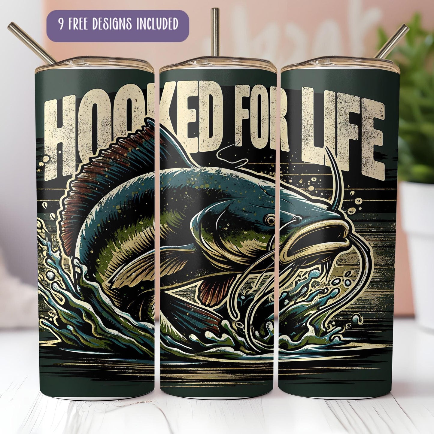 three cans of hooked for life on a table