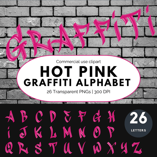 Hot Pink Graffiti Alphabet Clipart