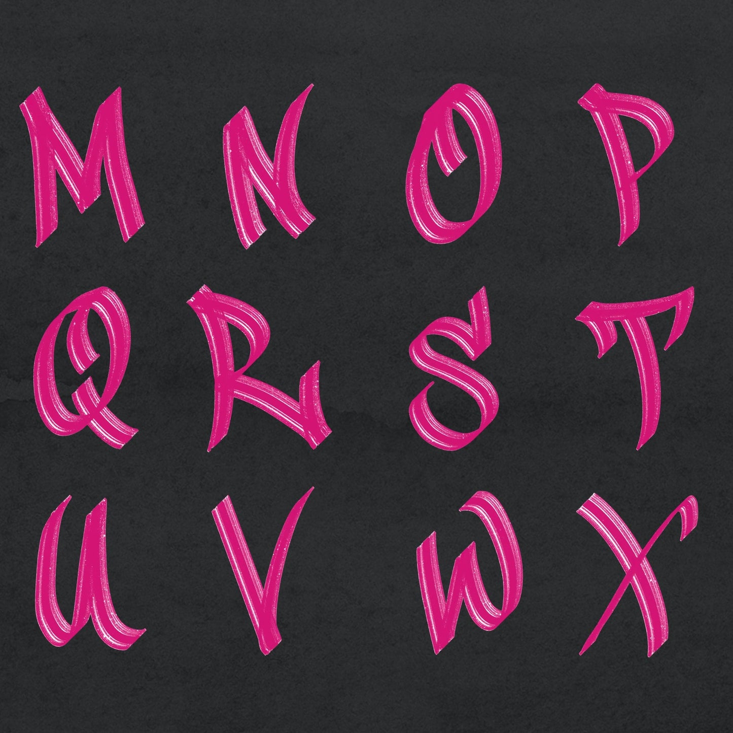Hot Pink Graffiti Alphabet Clipart