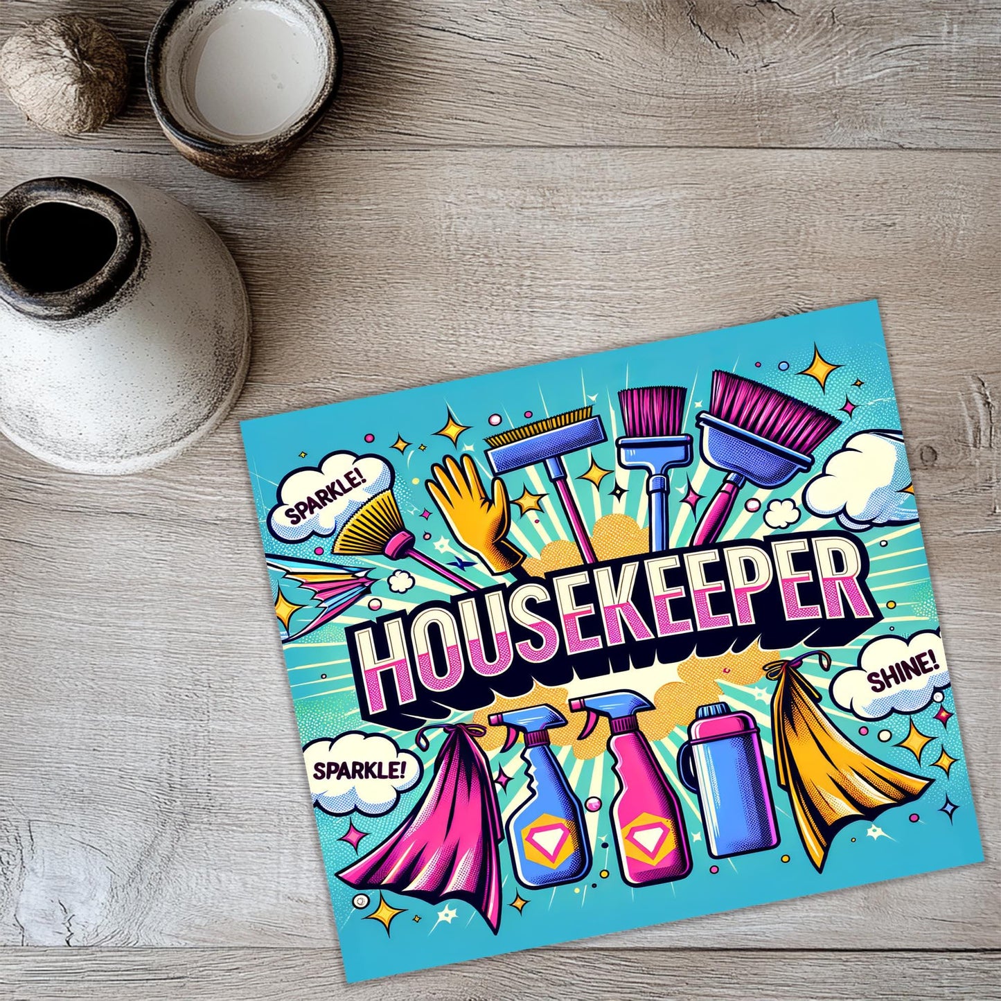 a poster that says housekeeper on it