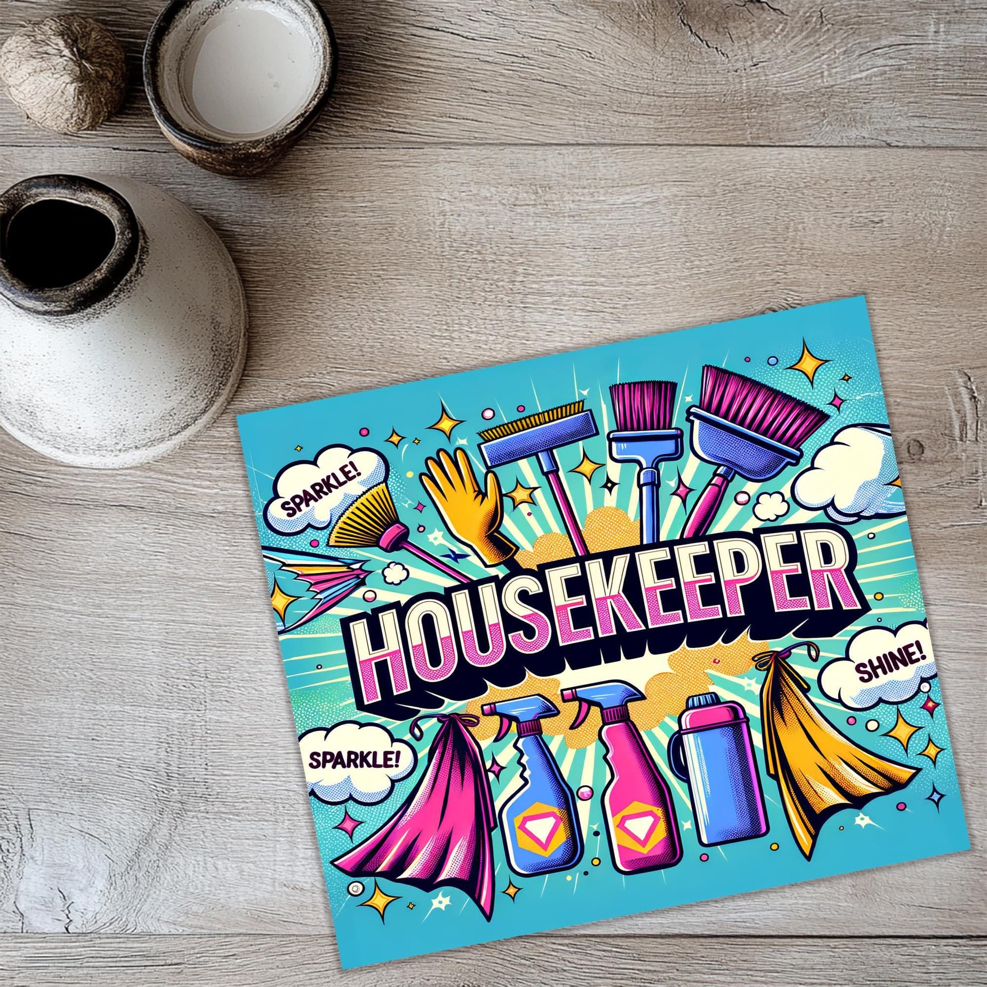 a poster that says housekeeper on it