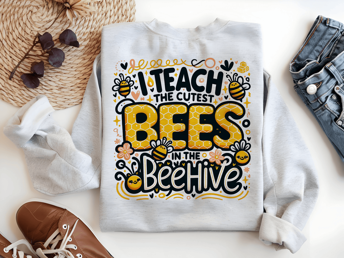 I Teach The Cutest Bees PNG – Back to School Teacher Sublimation Design
