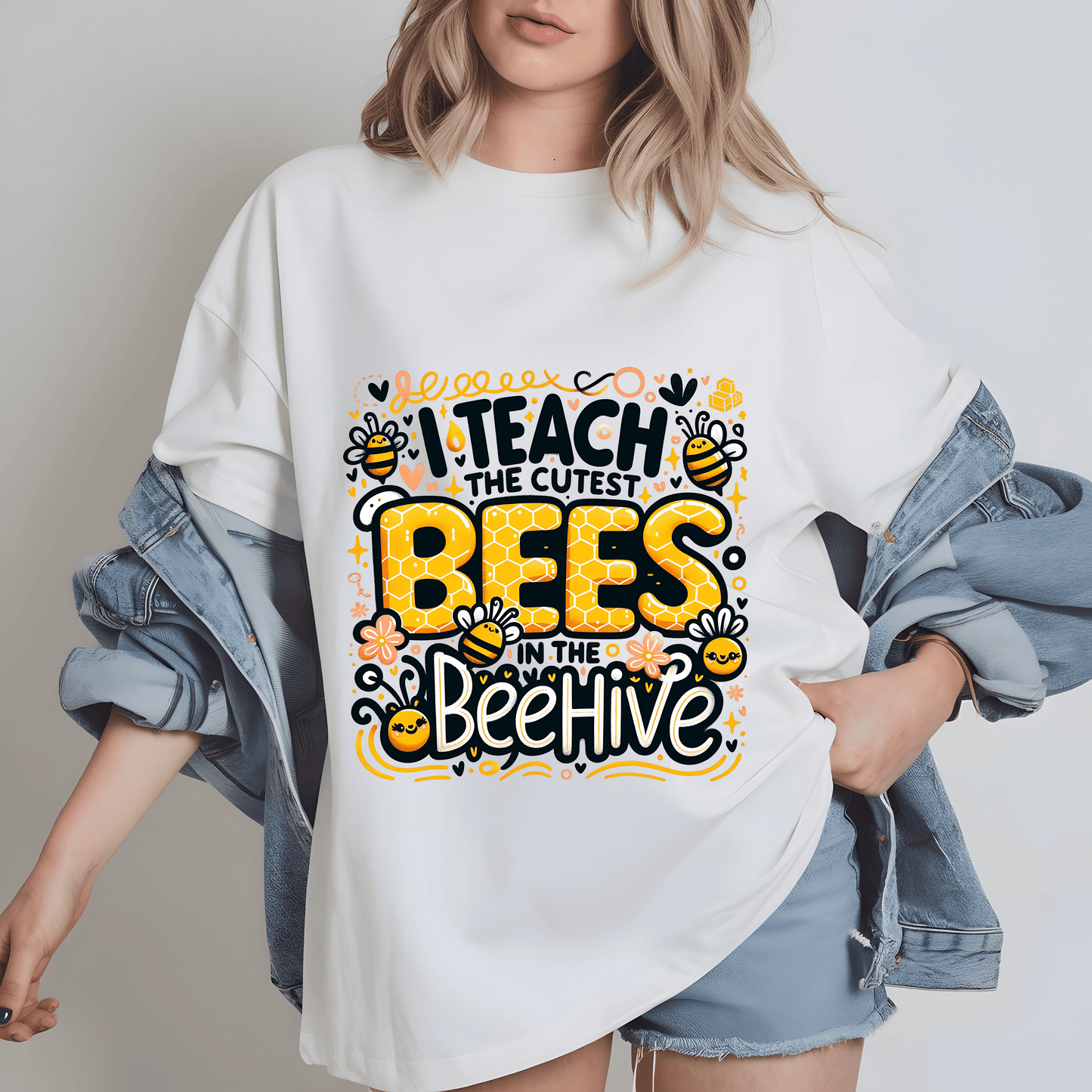 I Teach The Cutest Bees PNG – Back to School Teacher Sublimation Design