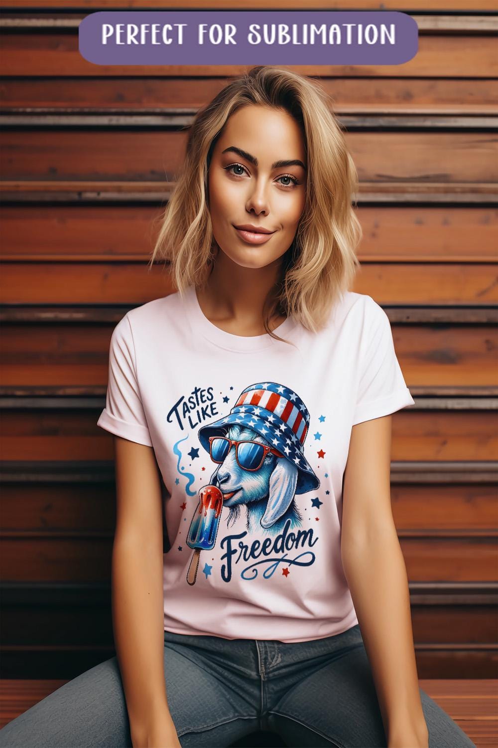 a woman wearing a t - shirt that reads, perfect for sublimation