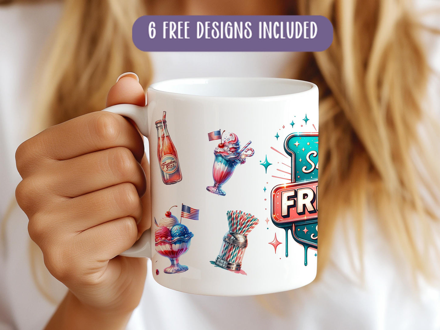 4th of July Soda Shoppe Mug Wrap PNG – 11oz Patriotic Sublimation Design