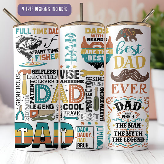 a set of three personalized tumbles with different designs on them