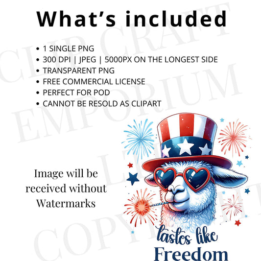 an image of a llama wearing a patriotic hat and sunglasses