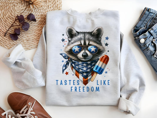 a white shirt with a raccoon wearing glasses