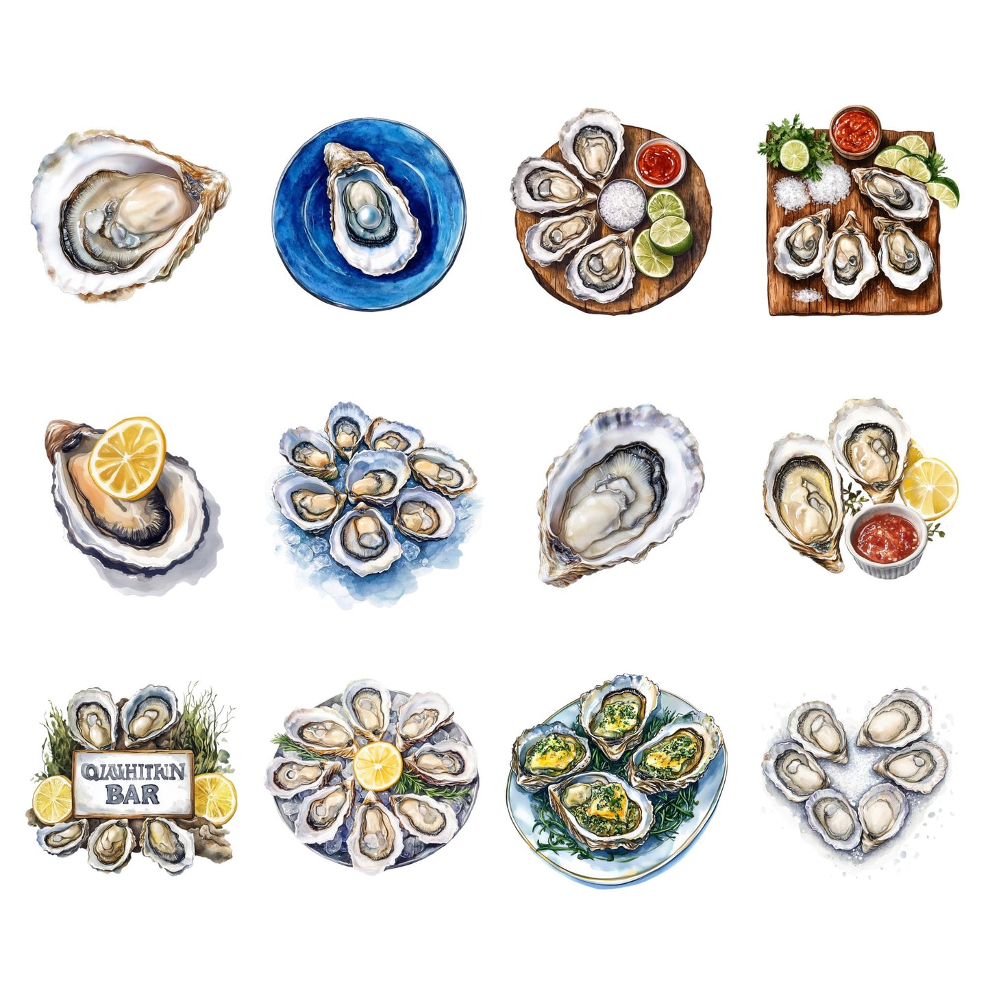 a bunch of different types of oysters on a plate