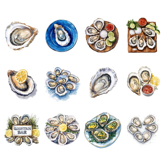 a bunch of different types of oysters on a plate