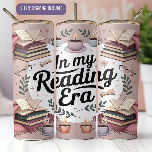 In My Reading Era Tumbler Wrap PNG | Book Lover Sublimation