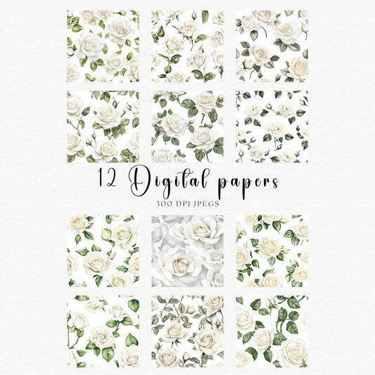 Ivory Rose Digital Papers