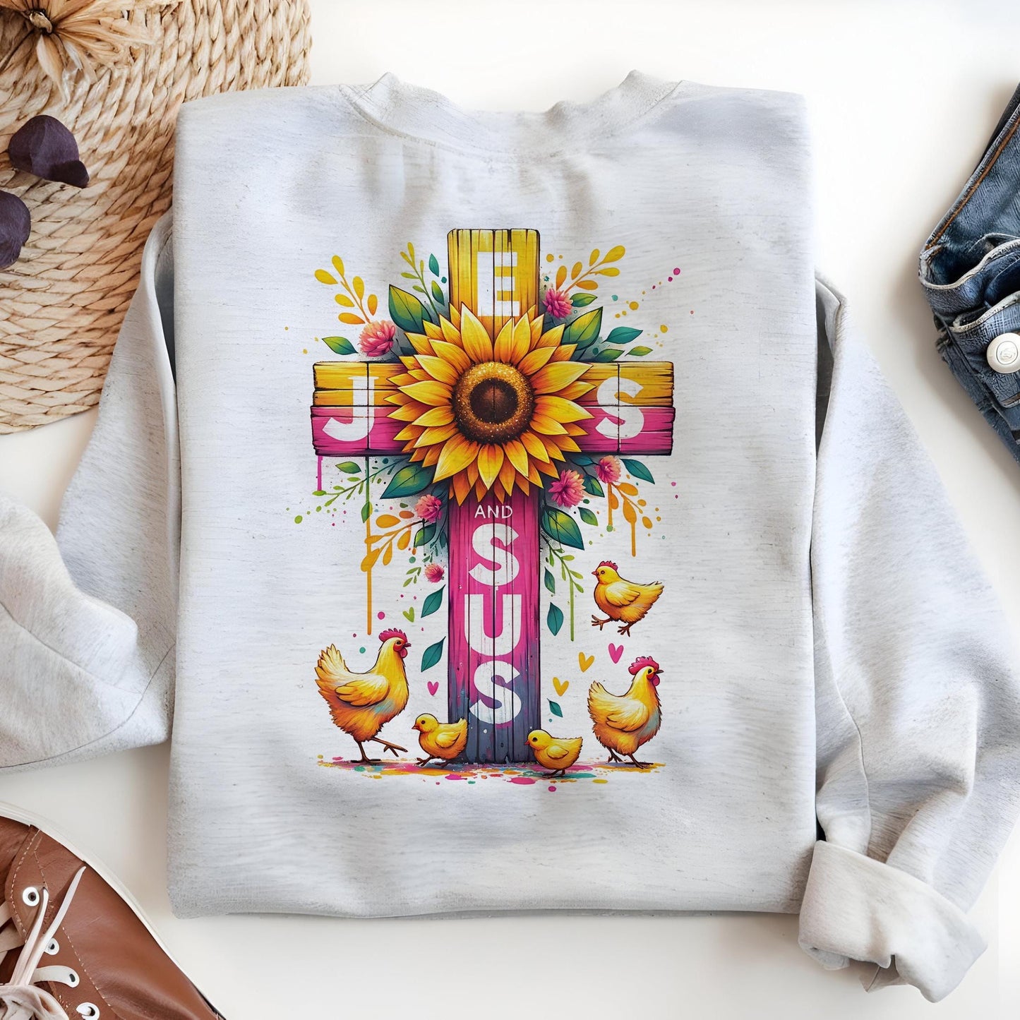 Jesus and Chickens PNG
