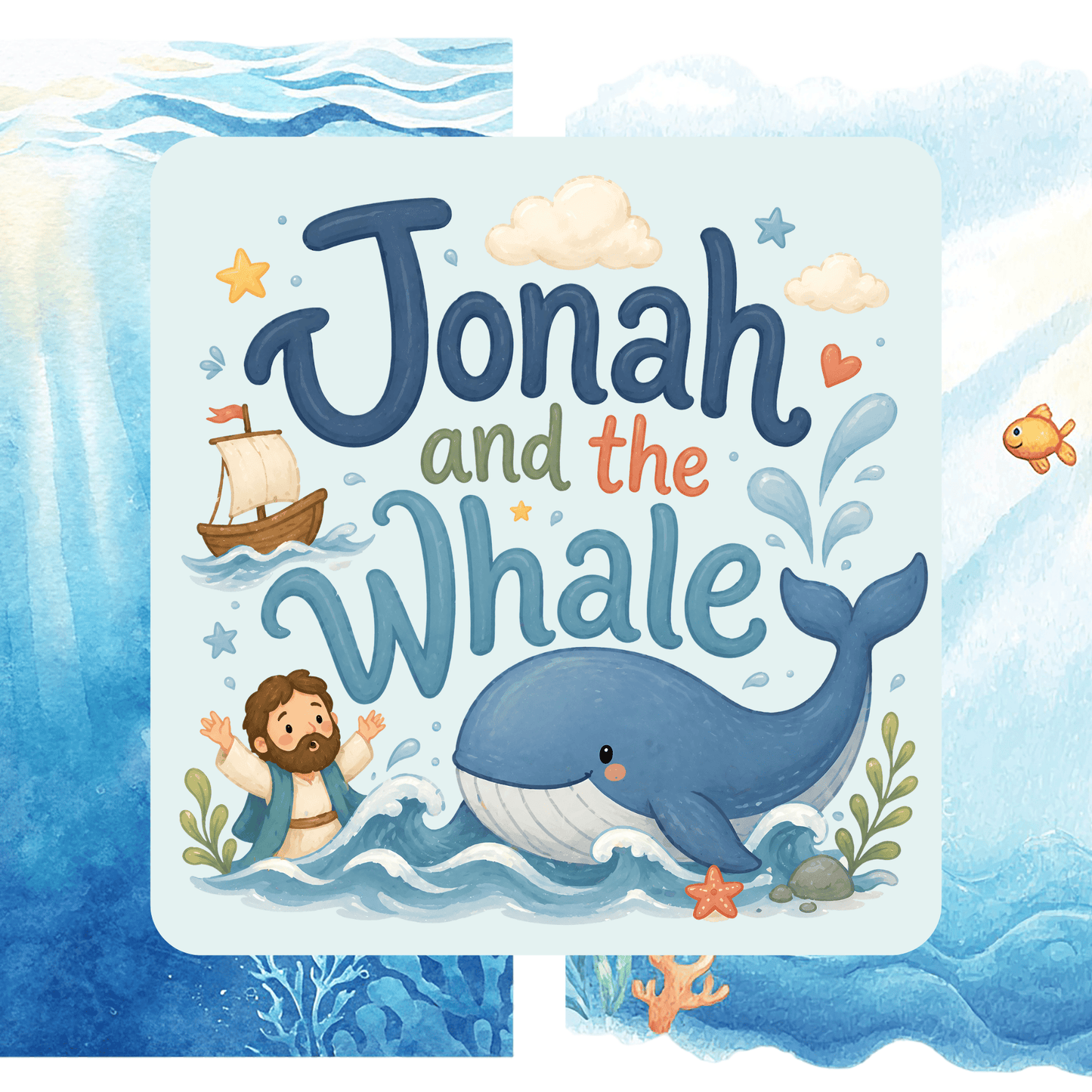 Jonah and the Whale Clipart – Bible Story PNG, Christian Kids Clipart, Sunday School Graphics, Commercial Use