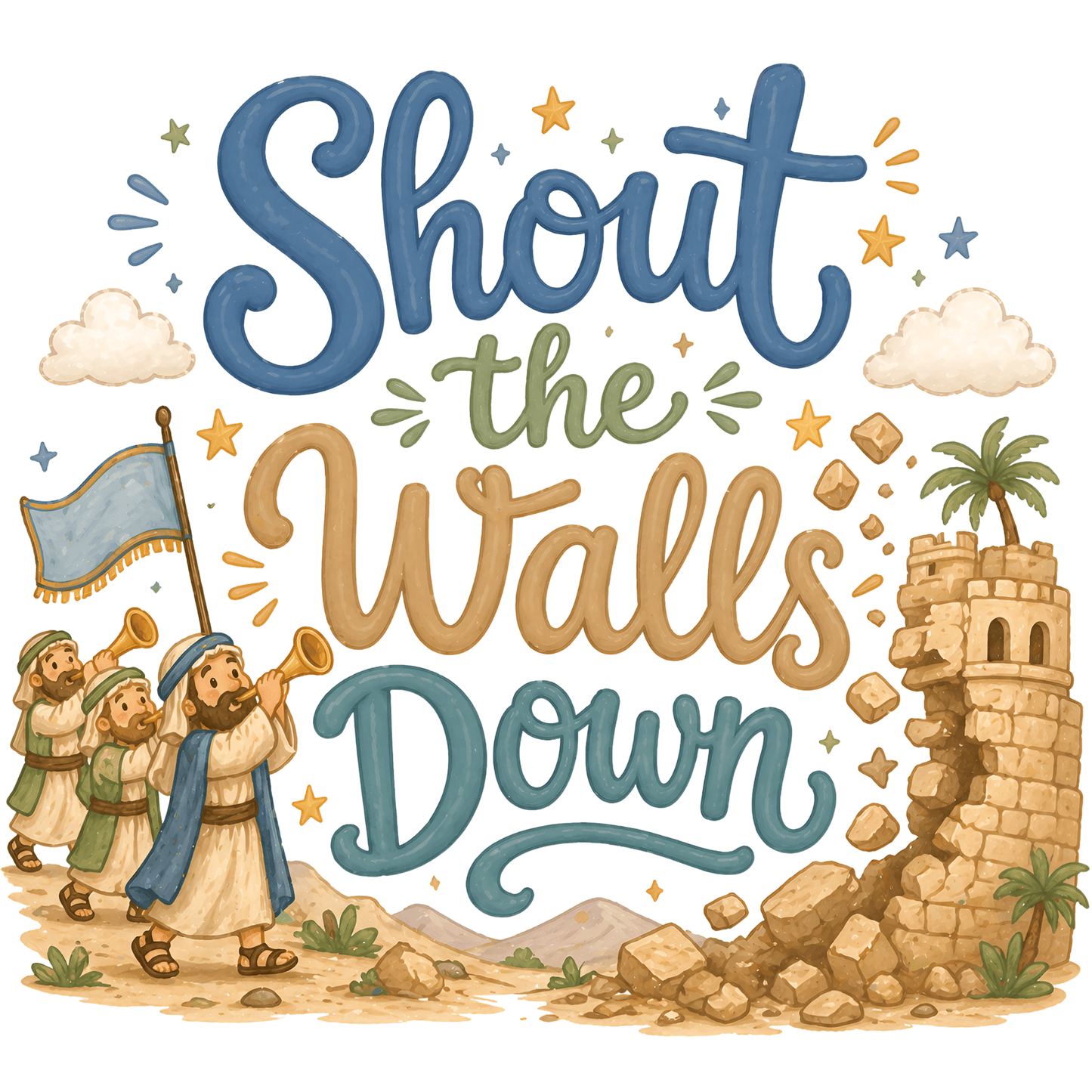Joshua and Jericho Clipart – Bible Story PNG, Christian Kids Clipart, Sunday School Graphics, Commercial Use