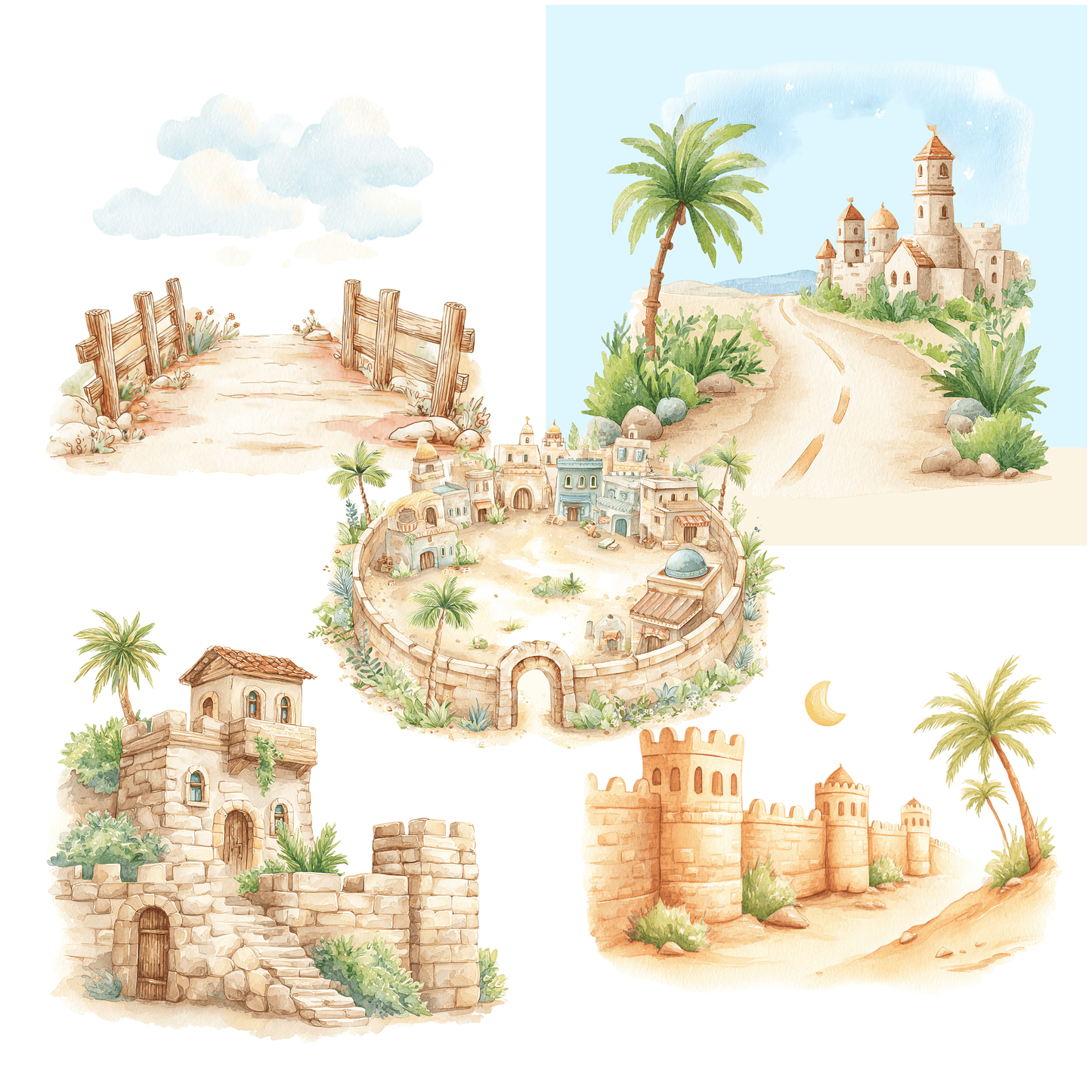 Joshua and Jericho Clipart – Bible Story PNG, Christian Kids Clipart, Sunday School Graphics, Commercial Use
