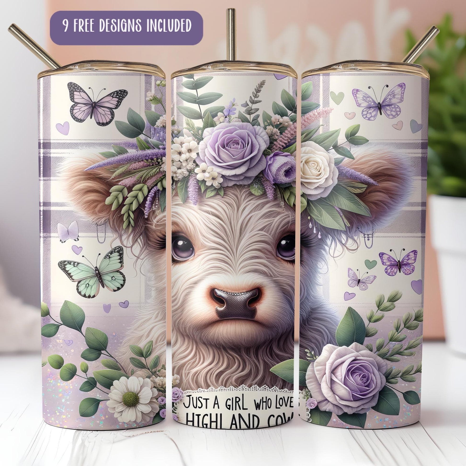 a picture of a cow with flowers on its head