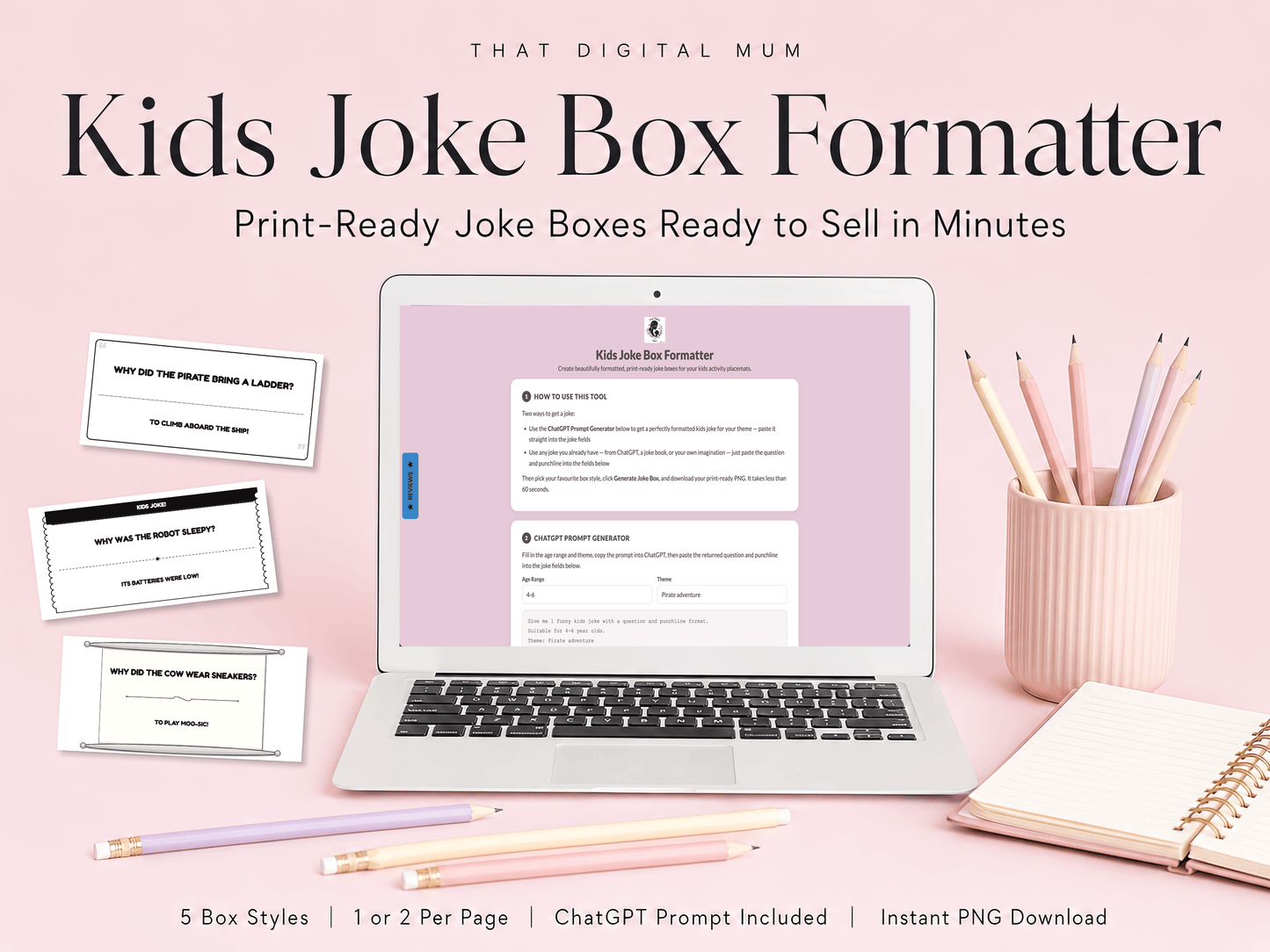 Kids Joke Box Formatter – Printable Joke Card Generator for Kids Activities & Placemats