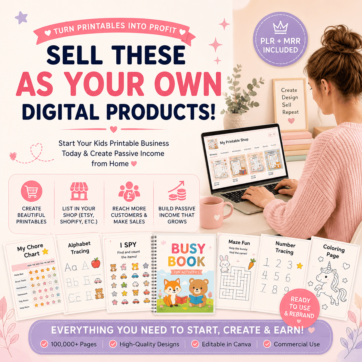 Kids Printable Mega Bundle (100,000+ Pages) | PLR + MRR Included