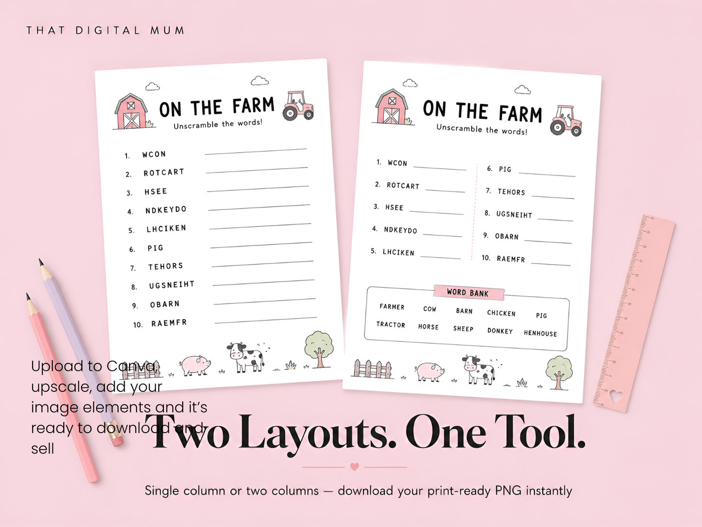 Kids Word Scramble Generator – Create & Sell Printable Worksheets with Answer Keys (Commercial Use)