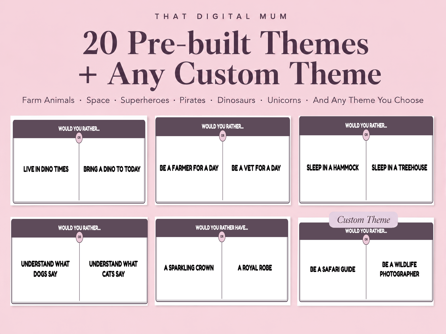 Kids Would You Rather Generator – Printable Question Cards Tool for Commercial Use
