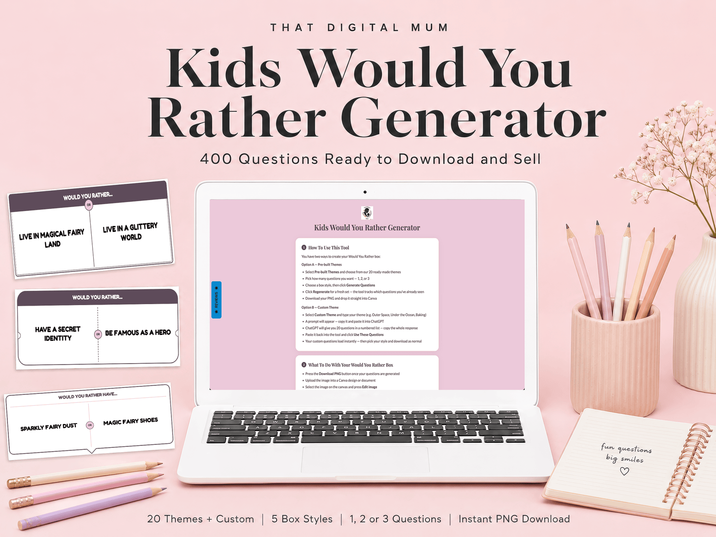 Kids Would You Rather Generator – Printable Question Cards Tool for Commercial Use