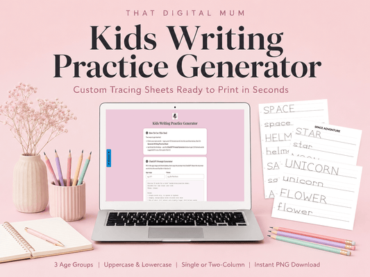 Kids Writing Practice Generator | Printable Handwriting Worksheet Tool | Custom Tracing Sheets for Kids