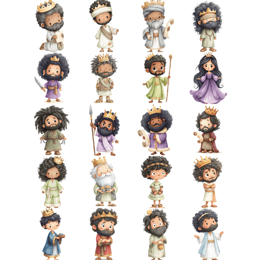 Kings of Judah Clipart Set – Bible Kings PNG Bundle for Christian Printables (Commercial Use)